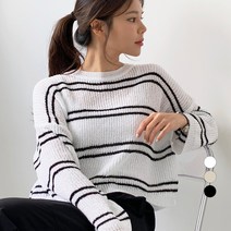 바블링브룩 여성용 루즈핏 스트라이프 부클 니트