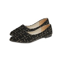 컴리 여성용 트위드 기본 플랫슈즈 CS003