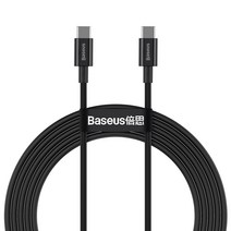 베이스어스 슈페리어 시리즈 C to C 고속충전 데이터 케이블 100w, 블랙(CATYS-C01), 2m