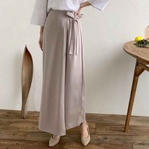 플랜데이 여성용 리본 스트랩 치마 바지 와이드 슬랙스