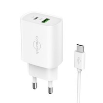 커네틱 2포트 고속 충전기 18W PD CZC-180, 화이트, 1개