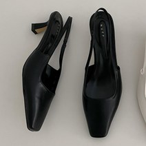 파이 여성용 스퀘어토 밴딩 슬링백 펌프스 힐 5cm NF_1304