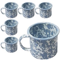 하코야 Enamel Splash 법랑 마블 머그컵 350ml, 스카이 블루, 6개