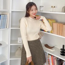 로미스토리 체크 패턴 언발 랩스커트