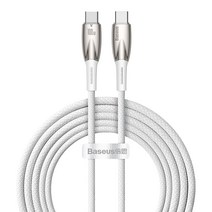 베이스어스 글리머 C to C 고속 충전 케이블 100W, 화이트, 1개, 2m