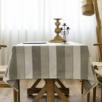 마켓에이 스트라이프 린넨 식탁보, 그레이, 90 x 90 cm