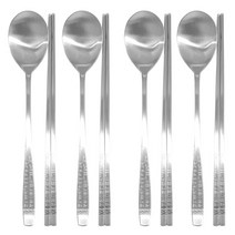 해모 밀러 훈민정음 수저 4벌 세트, 실버, 숟가락 4p + 젓가락 4p