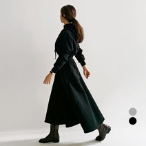 바블링브룩 여성용 라인 플레어 기모 후드 롱 원피스
