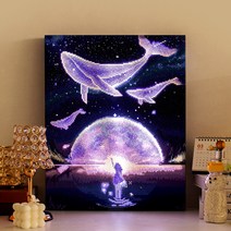 아트조이 DIY LED 캔버스형 보석십자수 40 x 50 cm, 꿈꾸는 고래, 1개
