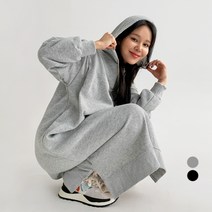 바블링브룩 여성용 기모 후드 맨투맨 롱 원피스