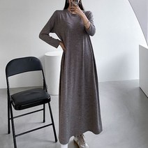 여성용 기모 라운드 롱 임부 원피스