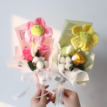 모리앤 귀욤귀욤 스마일인형 꽃다발 2종 세트, 러블리 핑크, 해피 옐로우