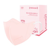 웰킵스 컴포트에어 보건용마스크 KF94 중형, 1개입, 25개, 블룸핑크