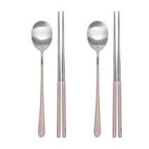 마시피렌체 제이은 한식 수저 2벌 세트, 핑크, 숟가락 2p + 젓가락 2쌍