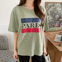 여성용 린다샵 루즈핏 레터링 프린팅 반팔 티셔츠 T9051K22