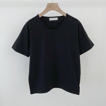 더보느 여성용 오즈 실켓 유넥 기본 반팔 티셔츠 그레이