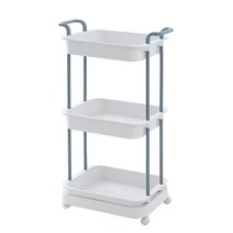 에버하우스 트랜드 이동식 손잡이형 수납선반 3단, 그레이