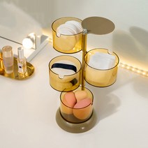 핏사 원통형 면봉 화장솜 쿠션 4단 보관함, 옐로우, 1개