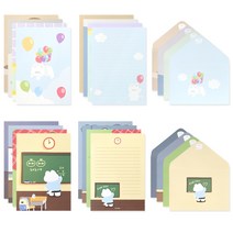 모노라이크 구름이의 일상 레터 편지지 8종 x 4p + 봉투 8종 x 2p, 1세트