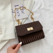 직사각 레더 핸들 크로스백 미니백