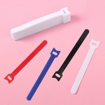 다회용 벨크로 케이블타이 30개, 검정