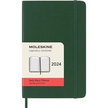 Moleskine 2024 데일리 플래너 12M 포켓 머틀 그린 소프트 커버 (8.9 x 14.9cm(3.5 5.5인치))156379, Daily