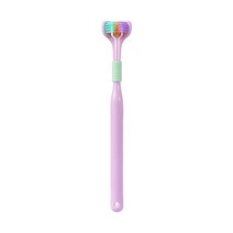 360 3 면 강모 칫솔 구강 관리 안전 치아 딥 클리닝 휴대용 여행 치과 클리너, [01] Purple
