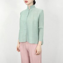 마담 플리츠 마코 하이넥 자켓 주름옷 이세이 정장 가디건 여성