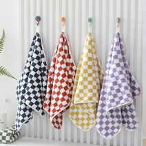 숄뱅 컬러 체크보드 배쓰 앤 비치타올 면 30수 M, 보라