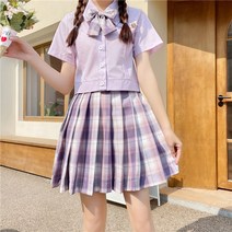 공주 소녀 샤랄라 원피스 유니폼 숏 치마 정장 소녀 여름블루 체크 일본풍블루 체크