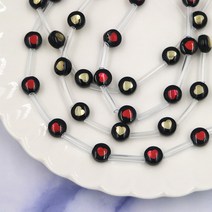 블랙 글라스 라운드 하트 8mm / 반지 팔찌만들기 재료, 골드 하트
