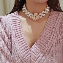 플라워즈온유 볼드 화이트 까멜리아 진주 초커 목걸이 핸드메이드