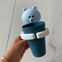레브드베베 곰돌이양치컵 칫솔걸이 욕실용품, 블루, 1개