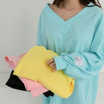 데즐링 네온 브이넥 루즈핏 맨투맨(tee885)