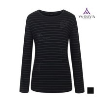 [비비올리비아] 여성 낙엽 스트라이프 티셔츠_VVBALWF732A