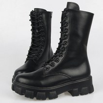 데이프릴 여성 통굽 레이스업 롱워커