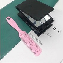 접이식 거울 삼면경 화장거울 휴대용 손거울 메이크업, 블랙폴딩미러+클리핑빗
