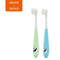어린이 부드러운 머리 고급 헤어 칫솔 치아 교환 기간 2-10 세 아기 잇몸 케어 아기 칫솔 2 팩, 파란색과 녹색 투피스 정장