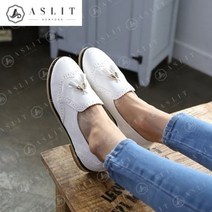 기타 [애슬릿] 여성 라운드 윙팁 테슬 플랫 로퍼 2cm