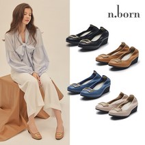 엔본 천연 소가죽 여성 웨지 펌프스