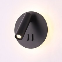 침대독서등 스탠드 무드등 조명 Led 벽 램프 침실 침대 머리맡 헤드 보드 led 듀얼 스위치 호텔 홈스테이 룸 독서용 책, [01] black round, [01] Warm White (2700-3500K)