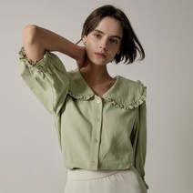 마리끌레르 린넨 프릴카라 블라우스 MACBBL07M5