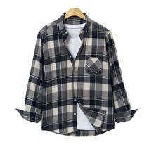 핫코드 남성용 두꺼운 캐주얼 빅사이즈 타탄 체크 기모 셔츠