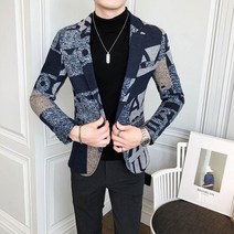 트위드 손담비 Big Letter Print WoolBlend Tweed Blazer Men 2020 Fall Winter Art Men Blazer Jacket Slim |