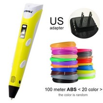 3D펜 3D팬 쓰리디팬 3디펜 3DPEN 공예 Myriwell-DIY 3D 펜 드로잉 장난감 100m ABS 필라멘트 크리에이티브 LED 스크린, Yellow US-100m ABS, CHINA