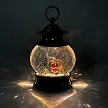 파인굿즈 크리스마스 워터볼 LED 오르골 스노우볼 무드등 조명 랜턴 선물, 플렛랜턴-산타