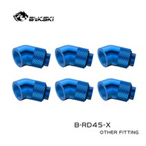 커스텀 수냉 bykski 4pcs6pcs 블랙 실버 g143939 나사산 45도 회전식 피팅 어댑터 45도 회전 식 어댑터 b rd45 x, 6pcs 블루