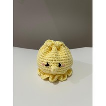 뜨비하루 로비오 나는 문어 미니 파우치 코바늘 손뜨개, 연노랑, 1개