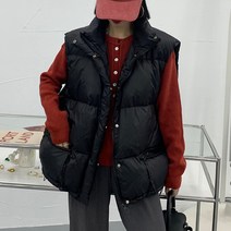 빅 사이즈 여성 겨울 패션 미디 롱 루즈핏 도톰하다 보온 패딩 조끼 하늘비즈 C10 J534O713