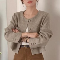 올 매치 긴 소매 더블 포켓 짧은 겉옷 가을여성자켓